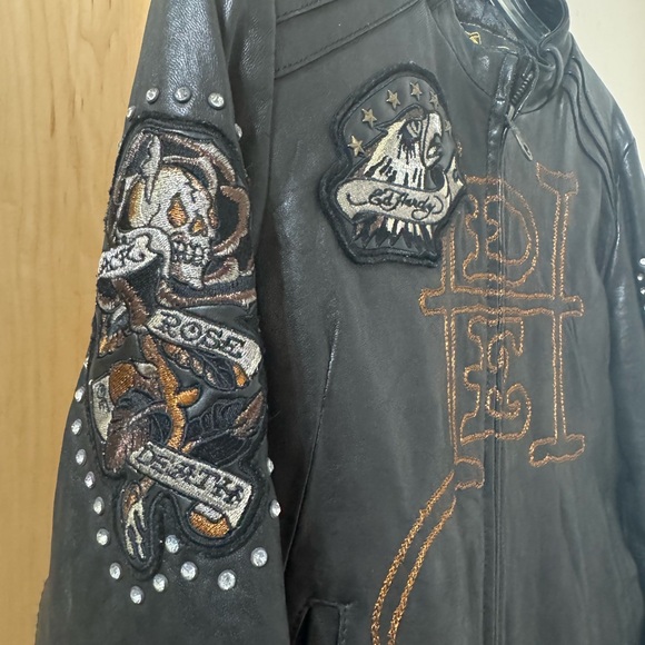 PRICE DROP: Top quality fitted leather ED HARDY/CHRISTIAN AUDIGIER for AVIREX, L - Picture 3 of 9